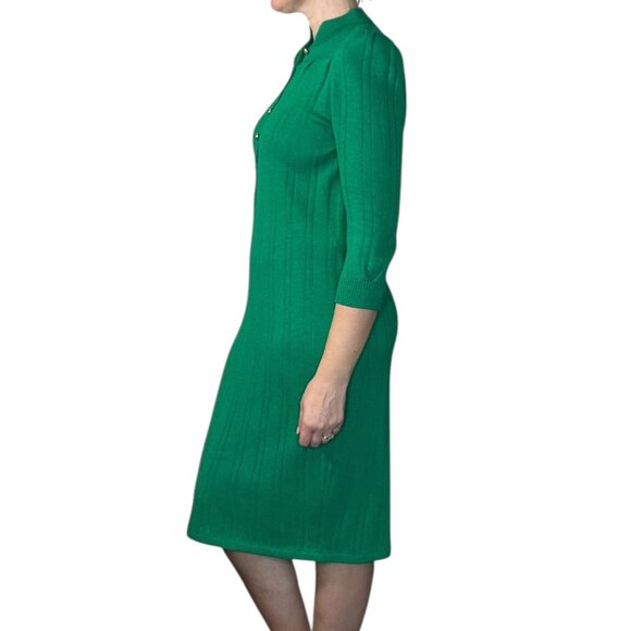 St. John for Saks Fifth Avenue Vintage 80s Knit Midi Dress Gold Buttons size M - Picture 6 of 16